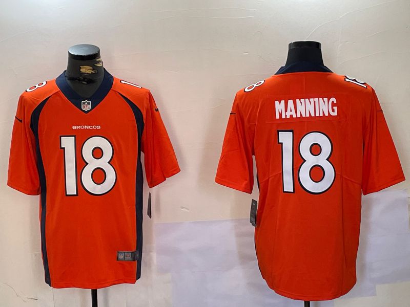 Men Denver Broncos #18 Manning Orange 2024 Nike Vapor Limited NFL Jersey style 5